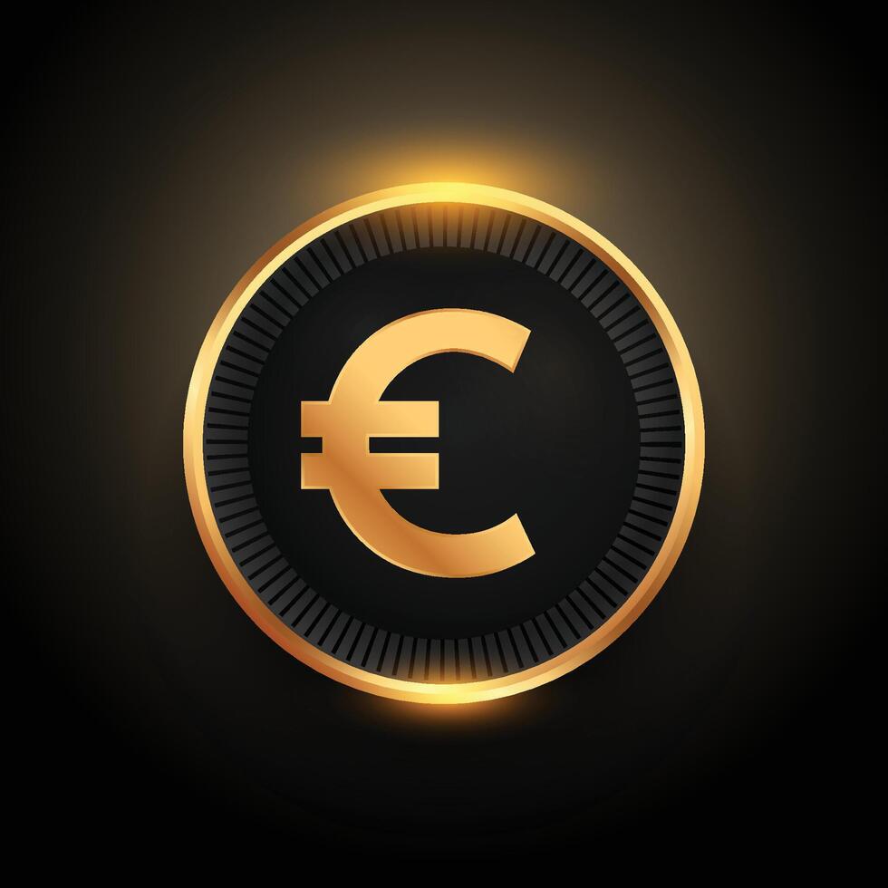 european money golden coin on dark background vector