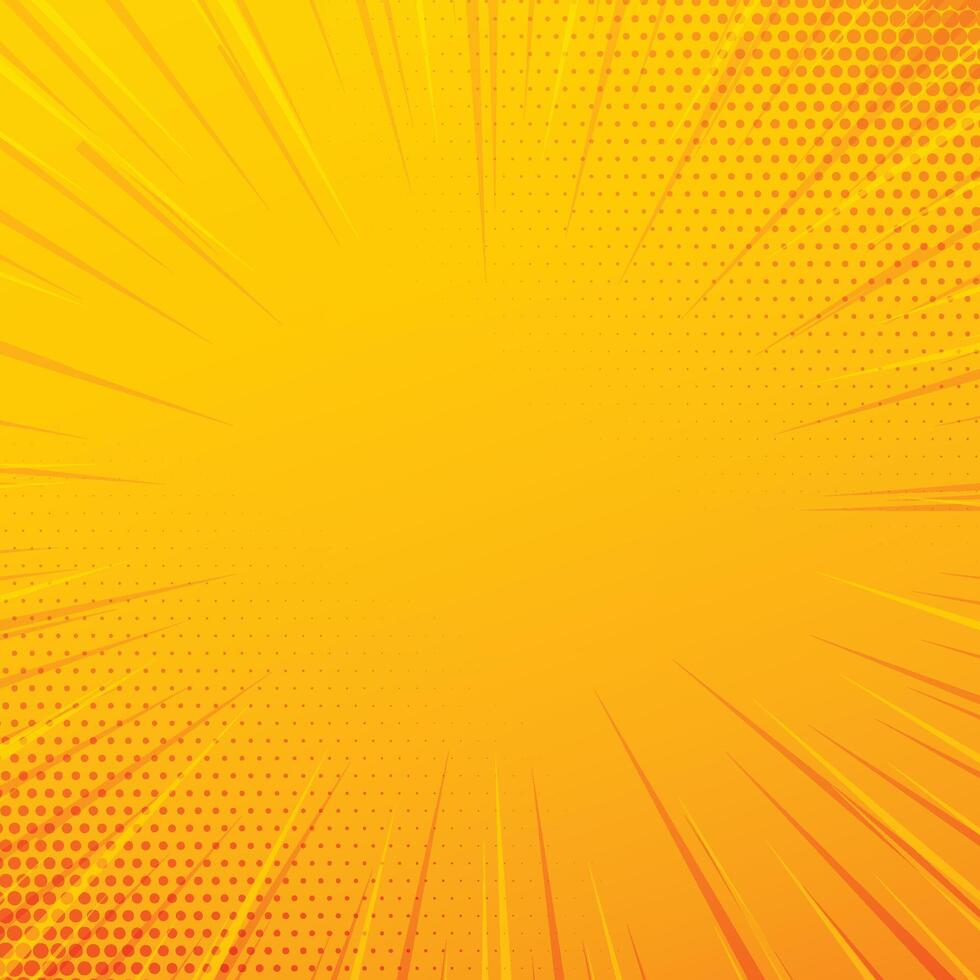 yellow comic zoom lines background vector