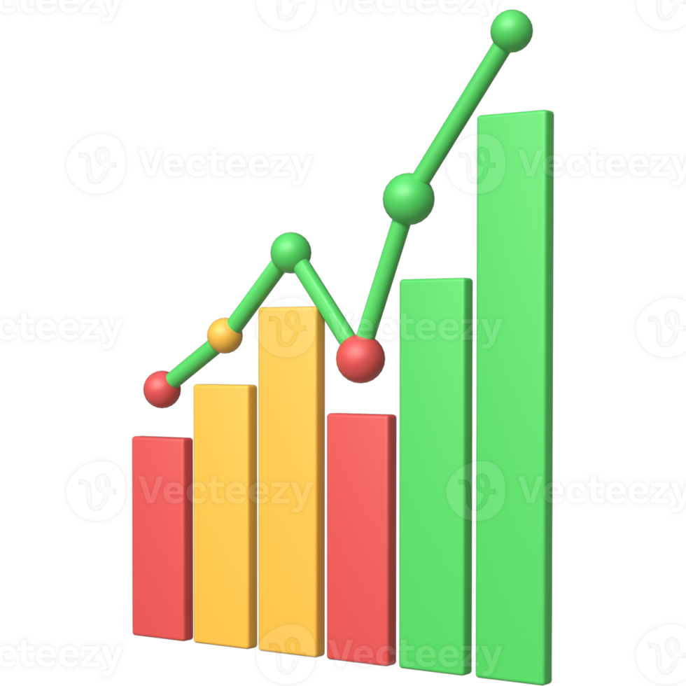 3D Growing Business Infographic - Positive Growth in Bar Chart png