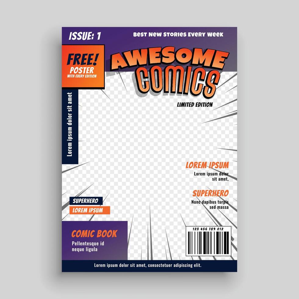 stylish comic book cover page design template vector