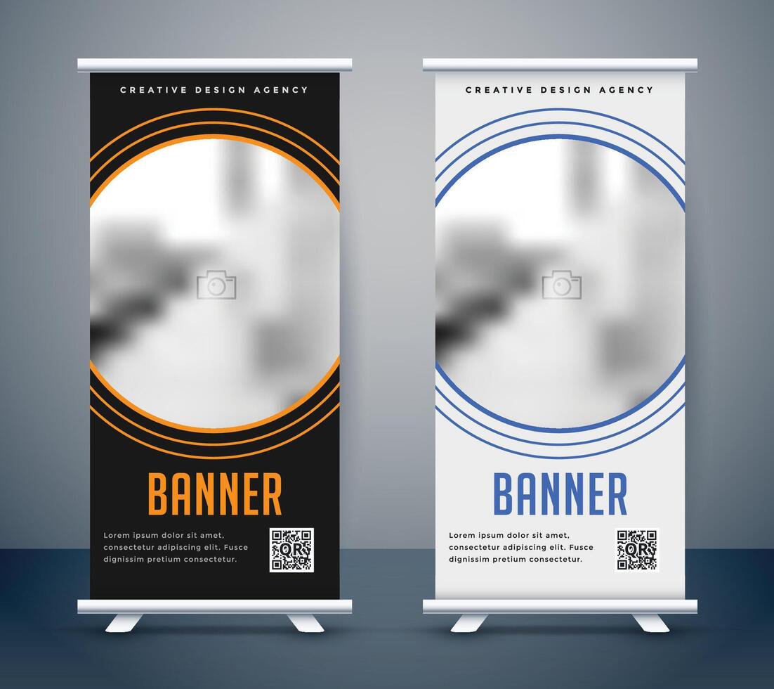 simple dark and light rollup banner vector