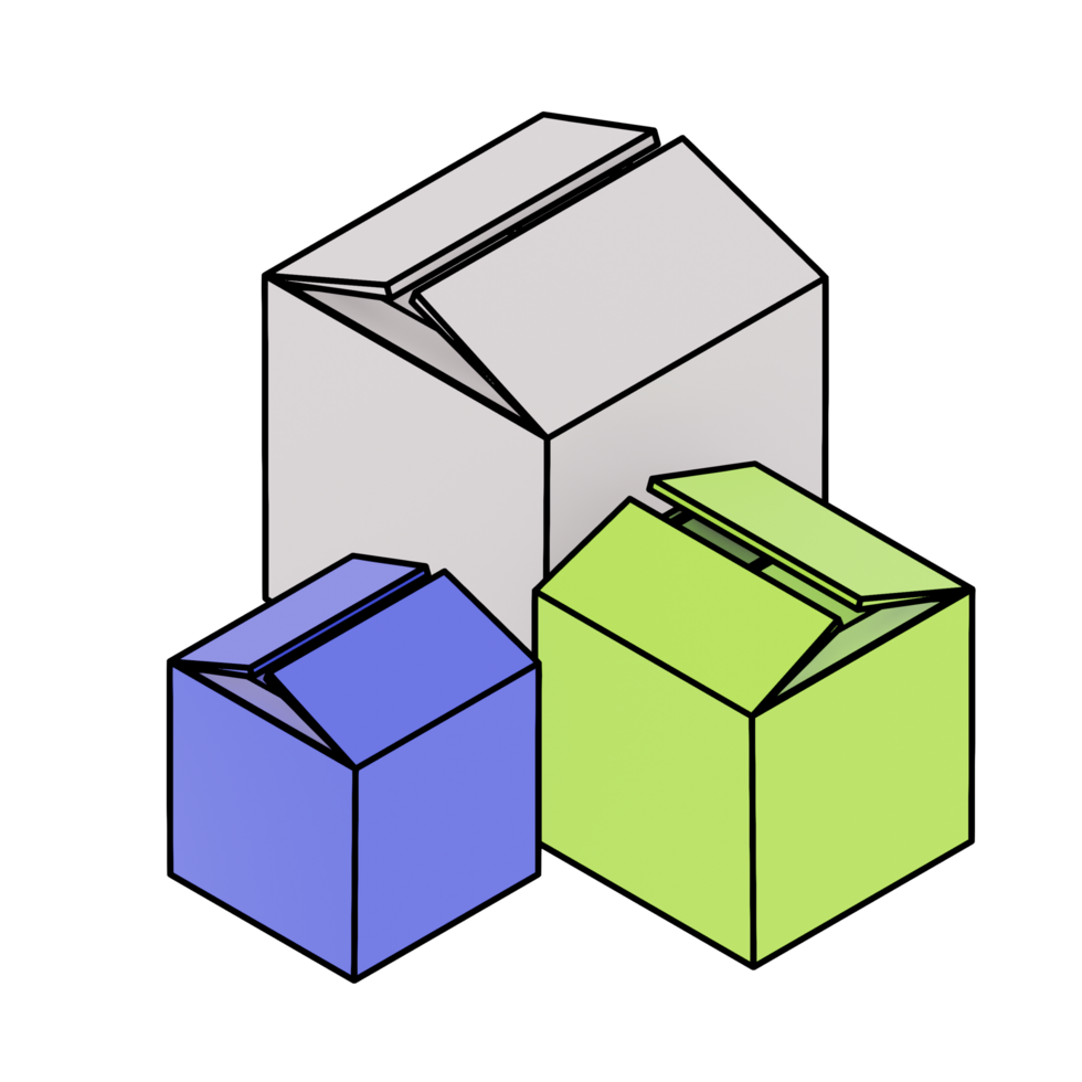 3D Trendy Isometric Flat Illustration of boxes png