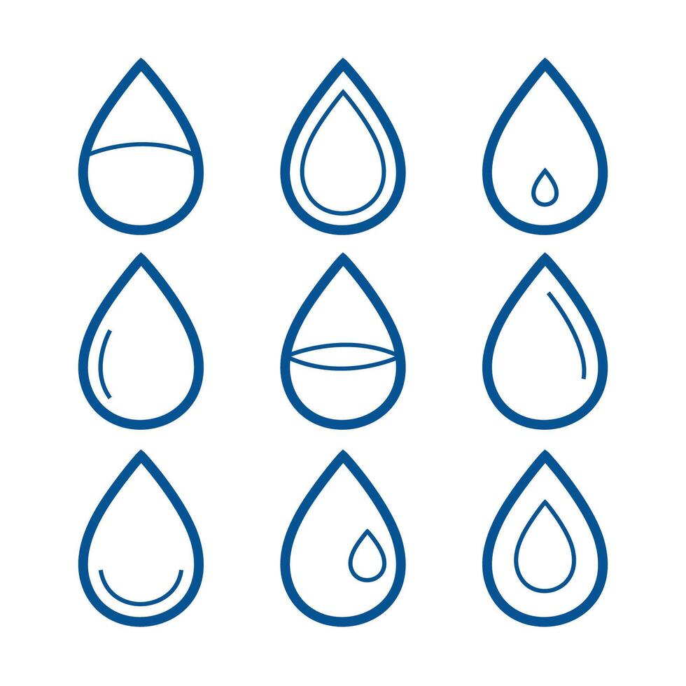 pack of isolated water droplet symbol in line art vector