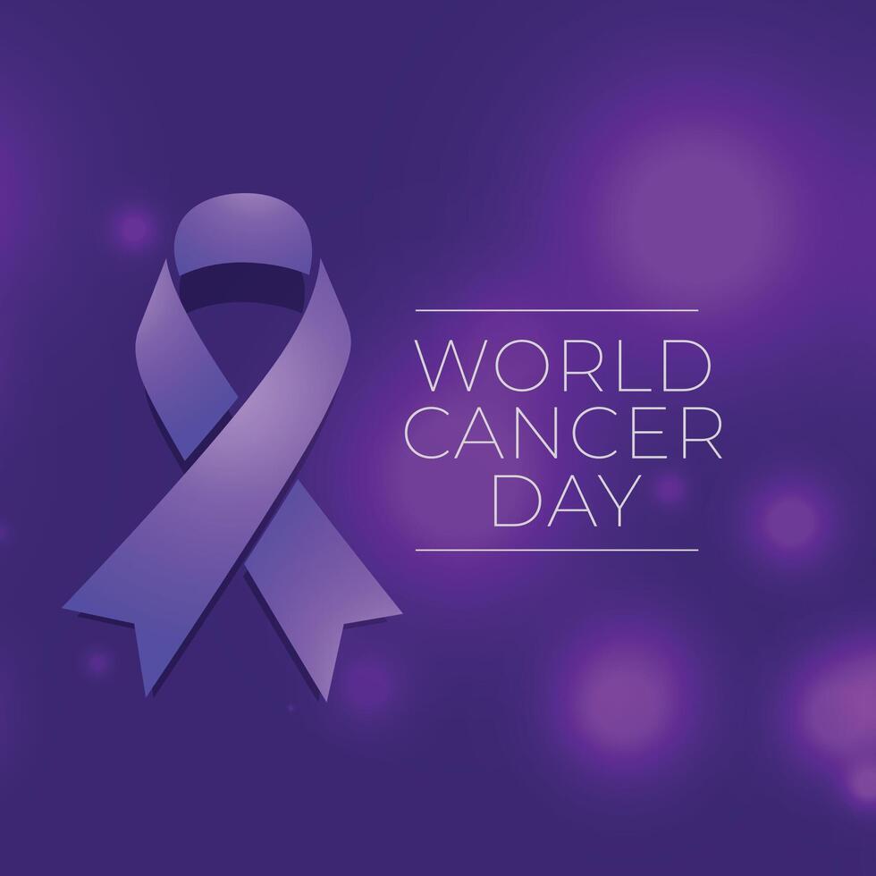 world cancer day event poster design with ribbon vector