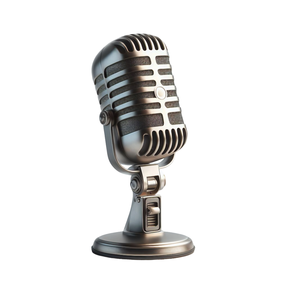 vintage microphone on transparent background png