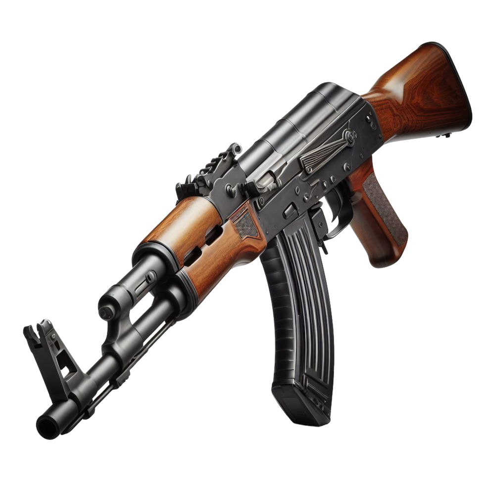 an ak - 47 machine gun on a transparent background png