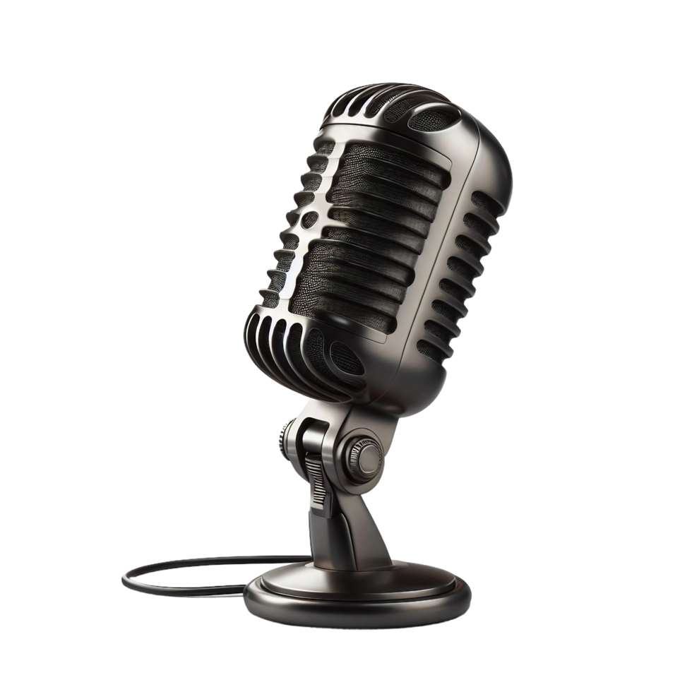 vintage microphone on transparent background png