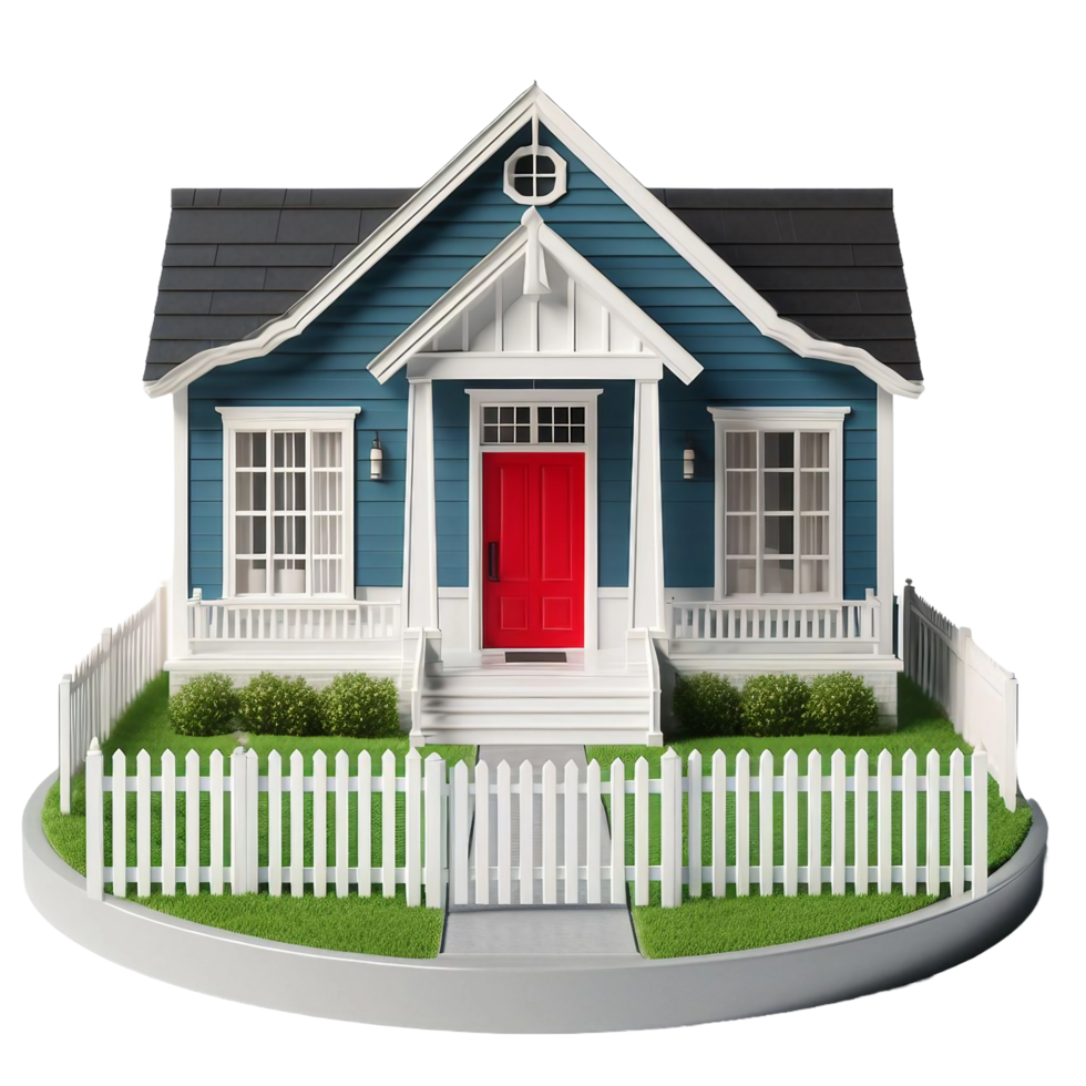 huis met een rood deur en wit piket Aan transparant achtergrond png
