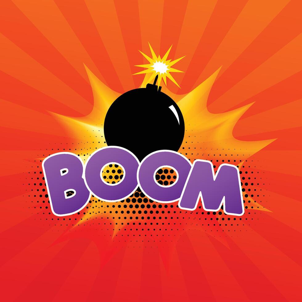 comic speech bubble with burning bomb and text boom vector