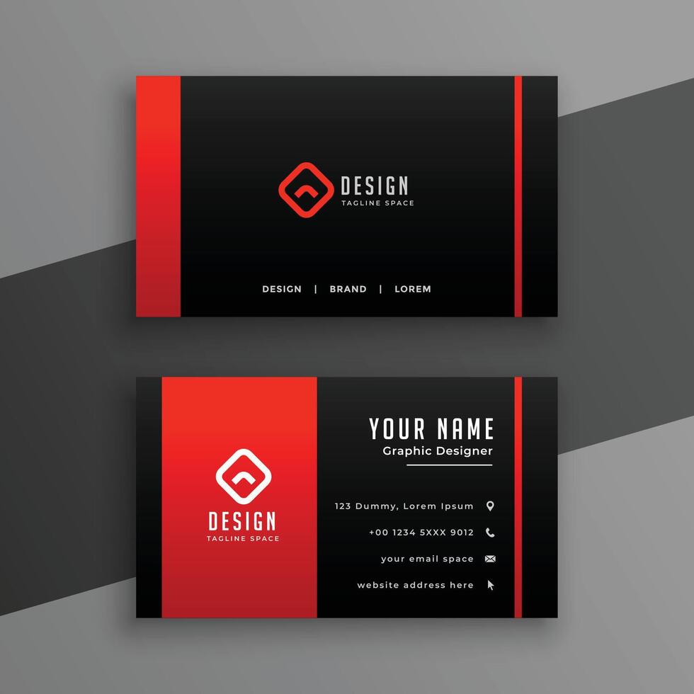 double sided professional visiting card template in red and black color vector