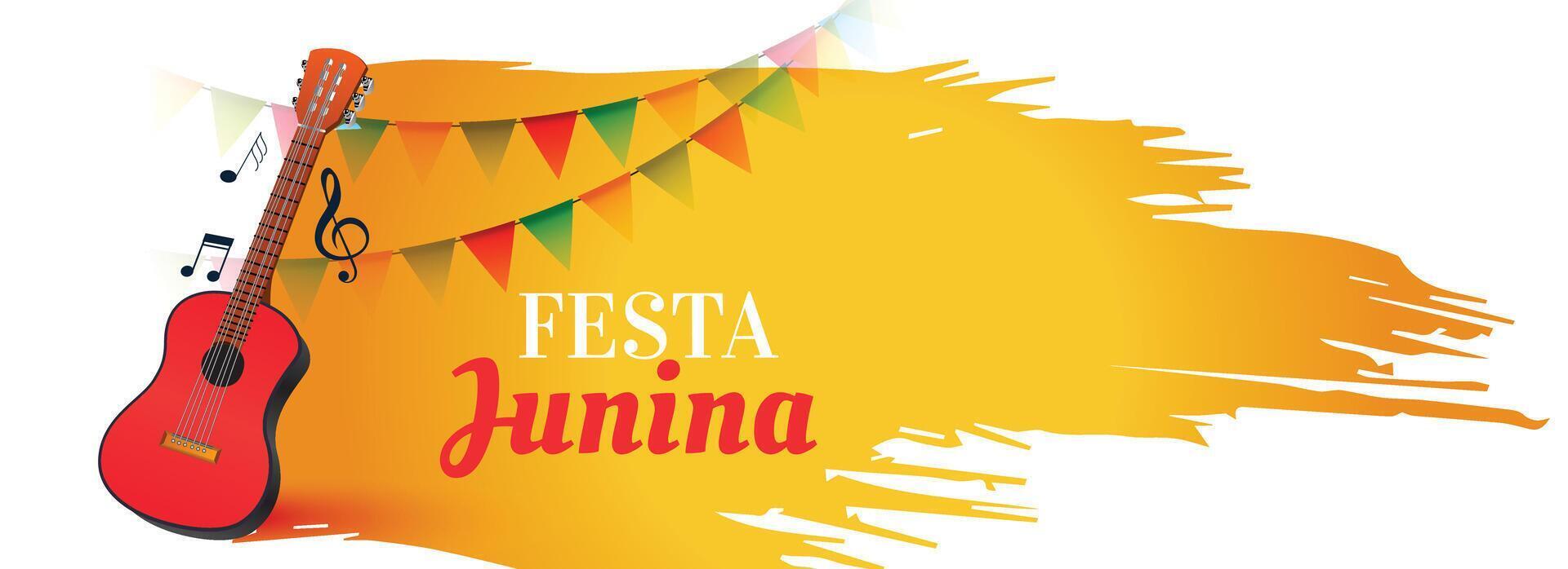 festa junina music festival banner with guitar vector