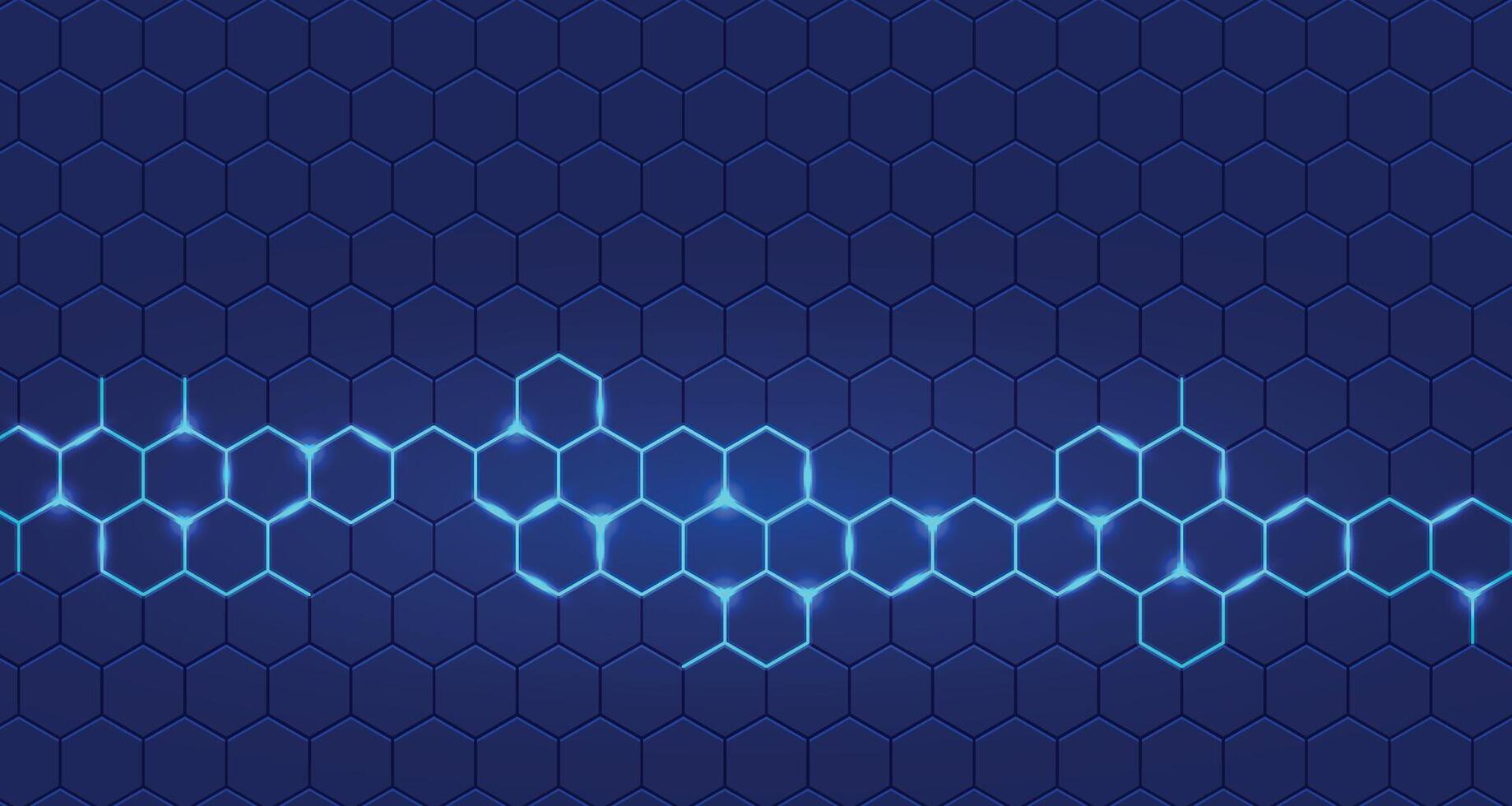 blue technology background with hexagonal glowing pattern vector