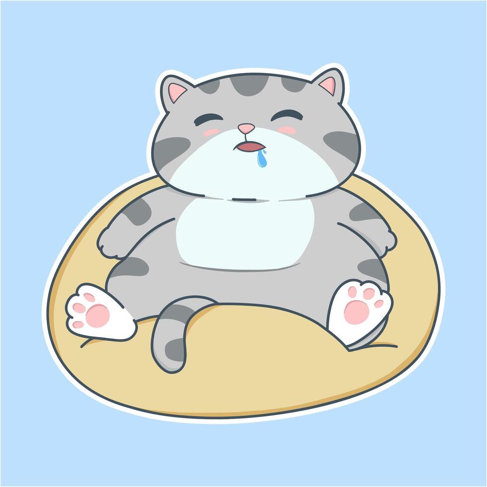 cartoon cat is sleeping on a pillow vector