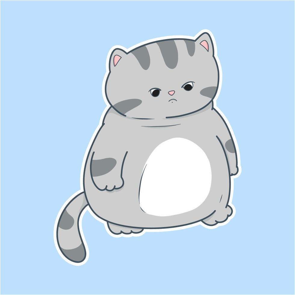 cartoon cat with a sad expression vector