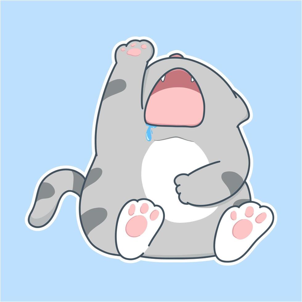 cartoon cat is crying and has its mouth open vector