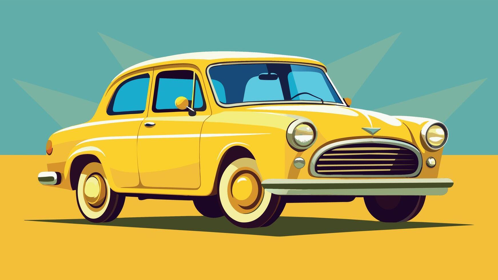 Retro Yellow Car Vintage Illustration vector