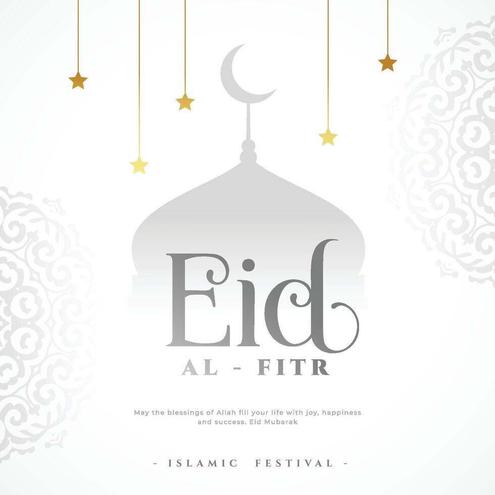 classic style eid al fitr wishes background with islamic touch vector