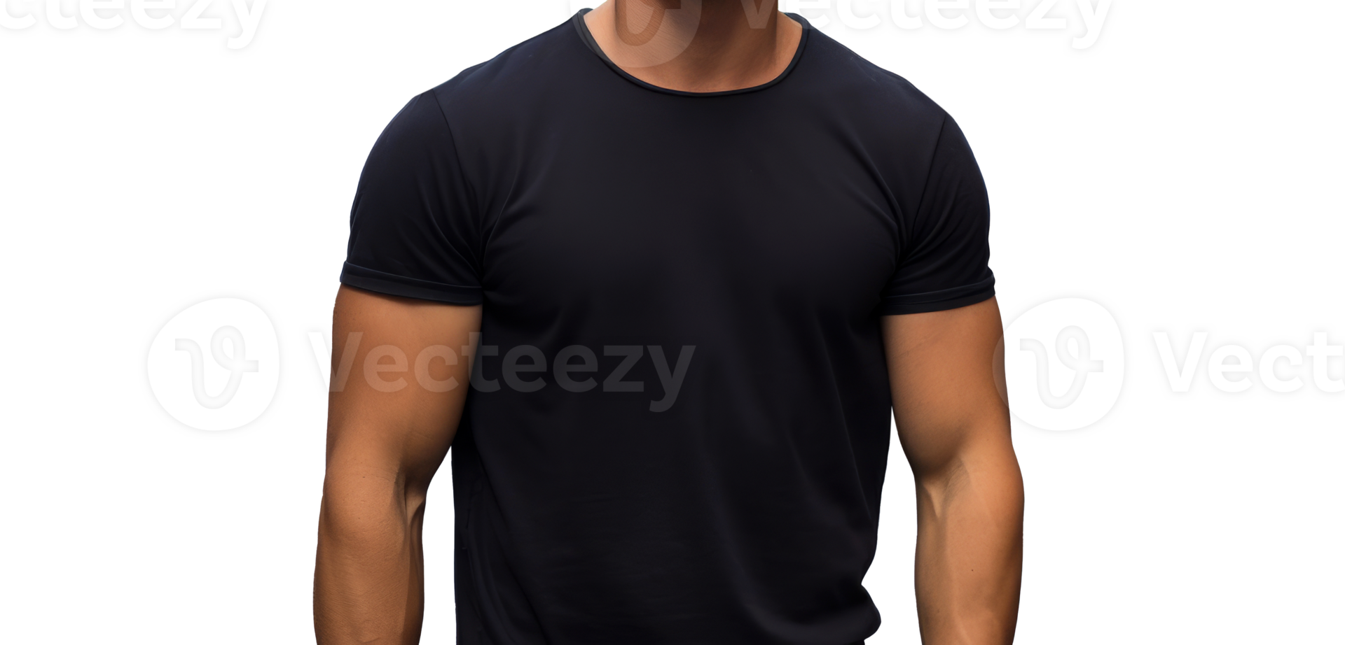 Young model wearing black t-shirt on street in daylight, Shirt mockup template png