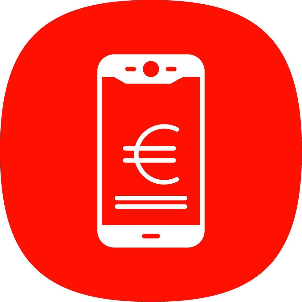 Euro Mobile Pay Glyph Curve Icon Design vector