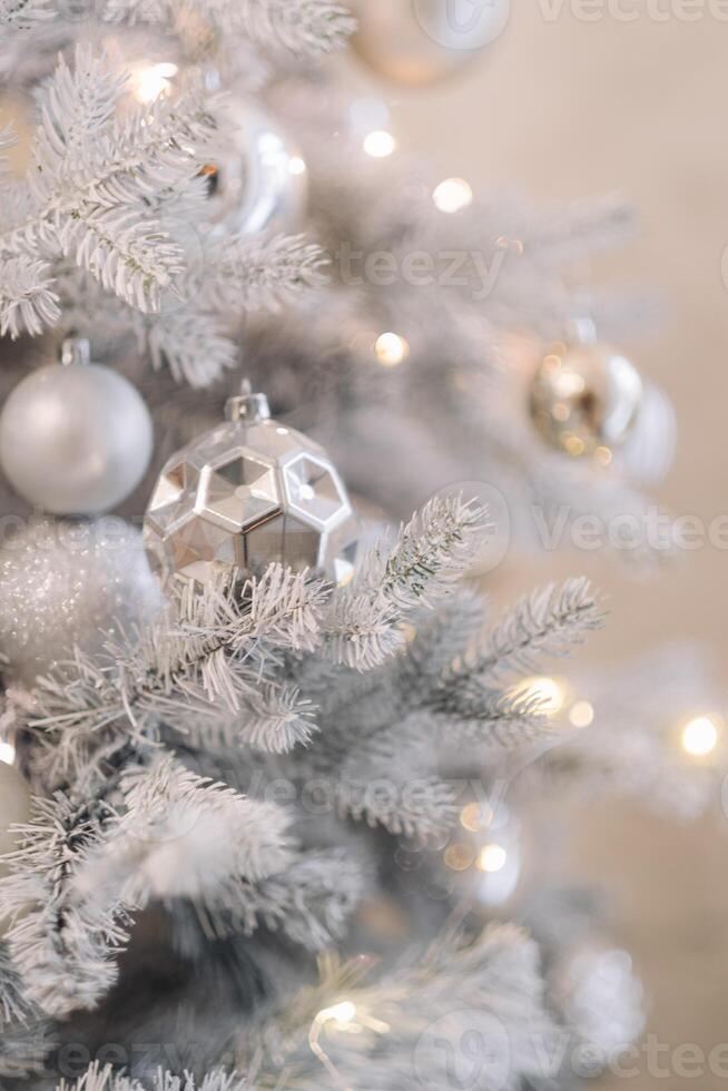 Christmas decorations in silver and gold colors photo