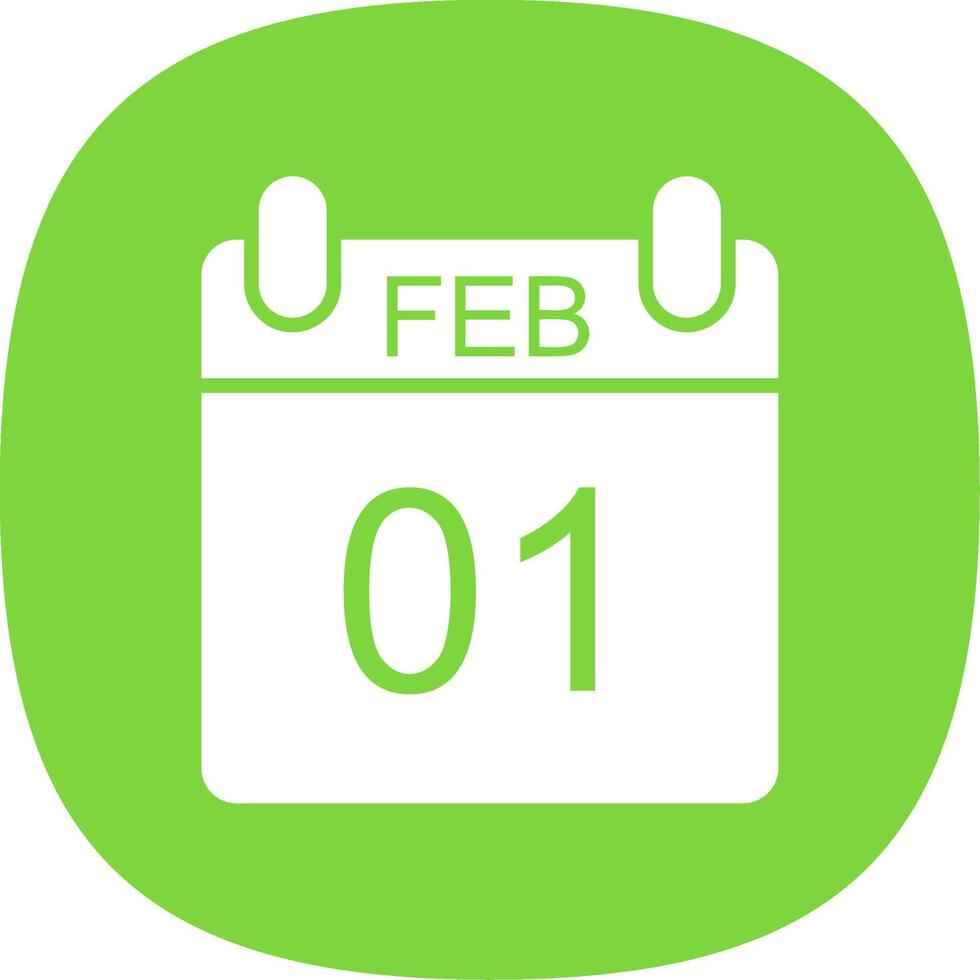 February Glyph Curve Icon Design vector