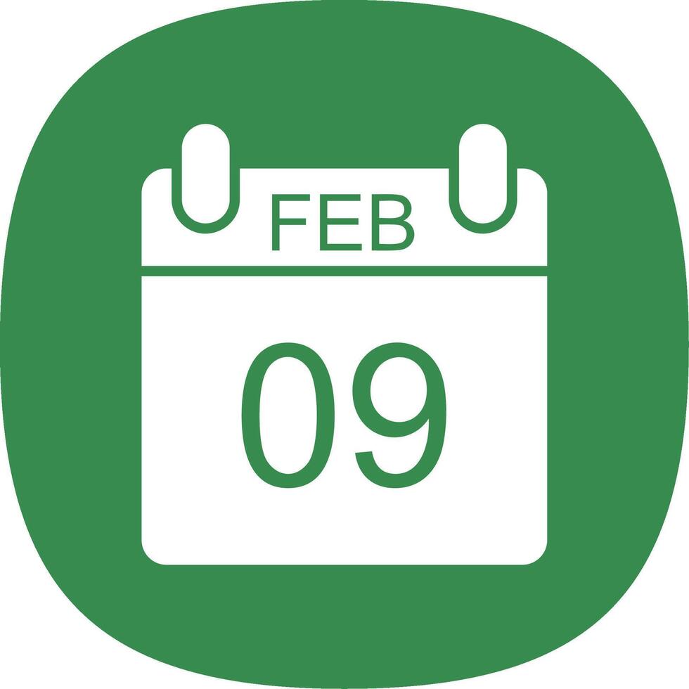 February Glyph Curve Icon Design vector
