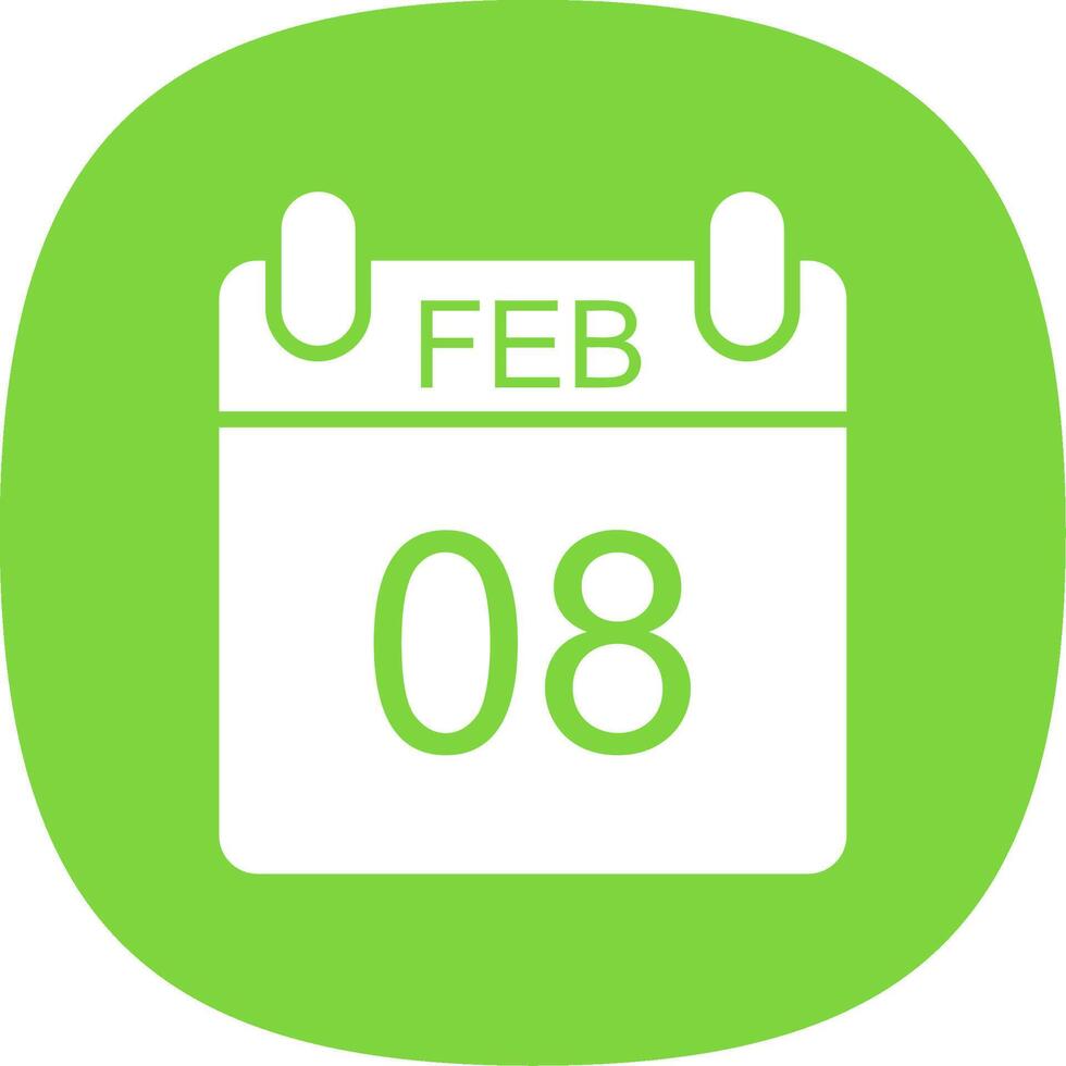 February Glyph Curve Icon Design vector