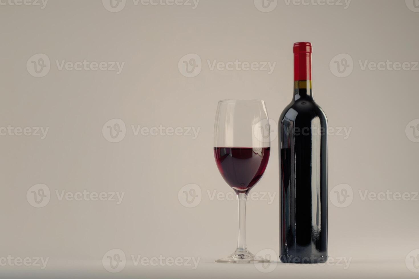 Wine Red Wine bottle and glass on white background photo