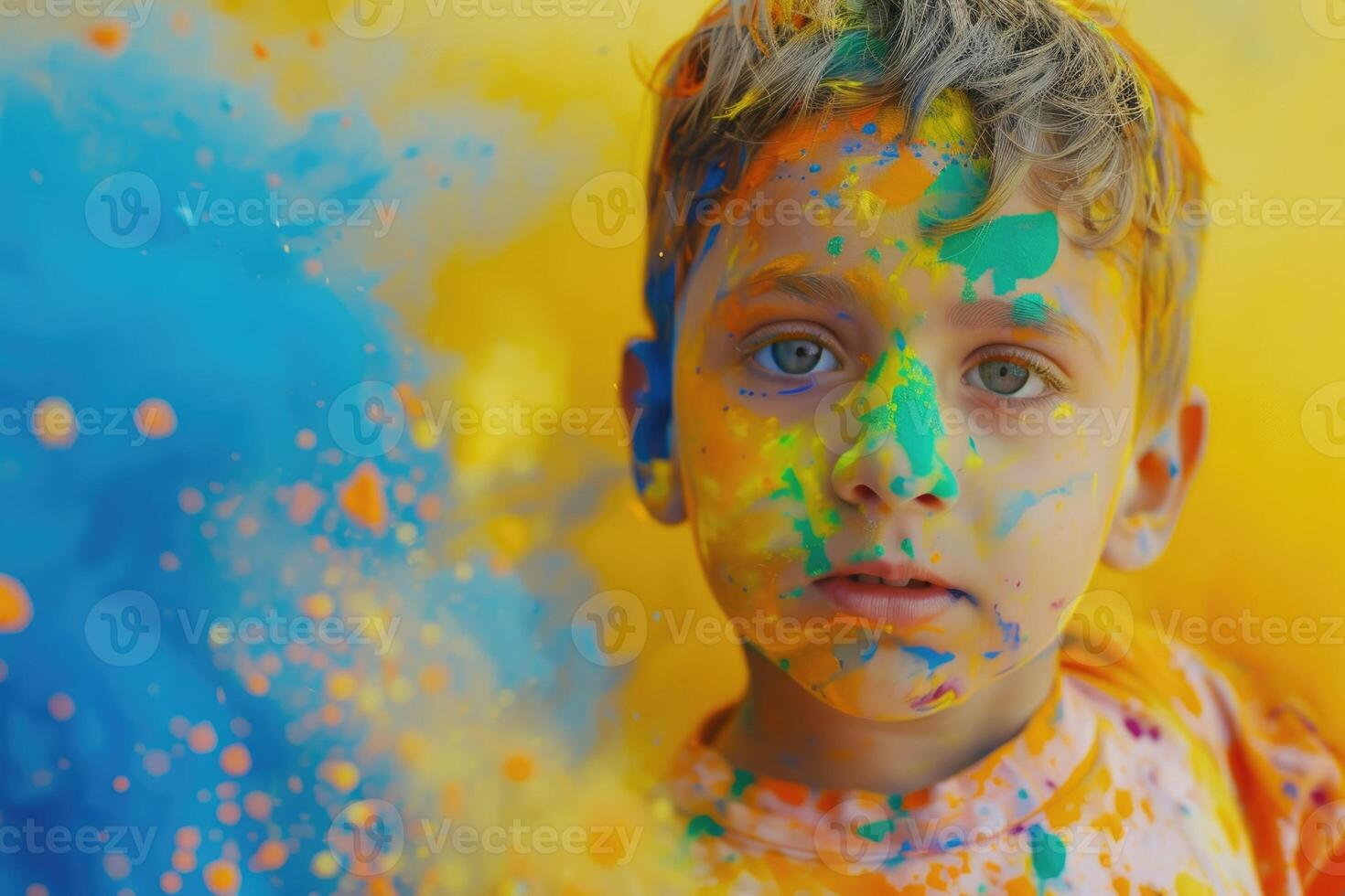 pequeño chico obras de teatro con colores.concepto para indio festival hola foto