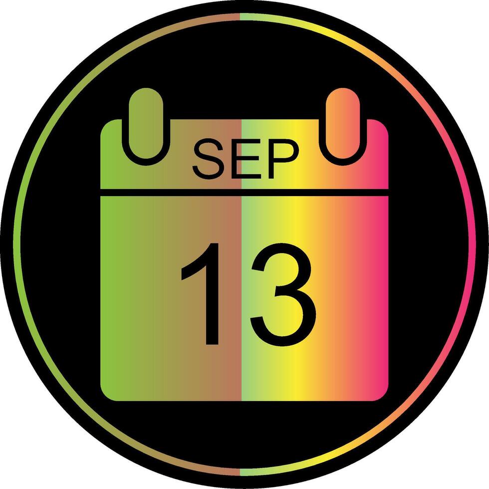 September Glyph Due Color Icon Design vector