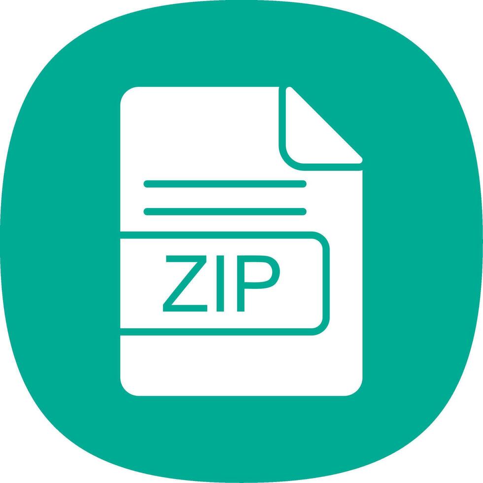 ZIP File Format Glyph Curve Icon Design vector