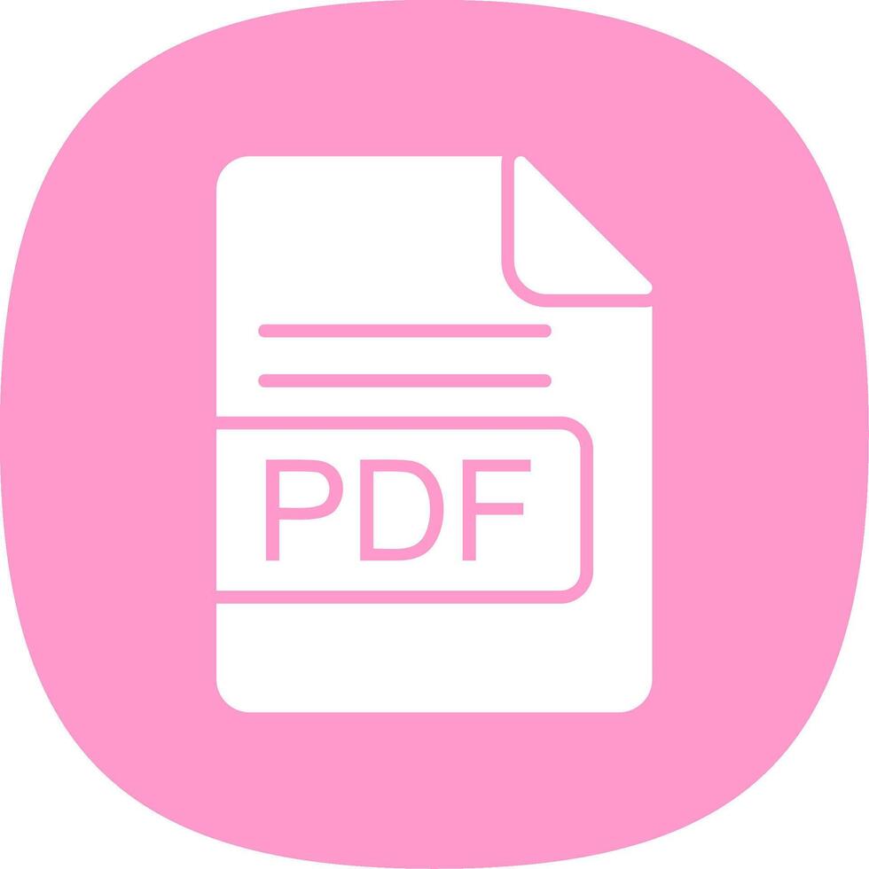 PDF File Format Glyph Curve Icon Design vector