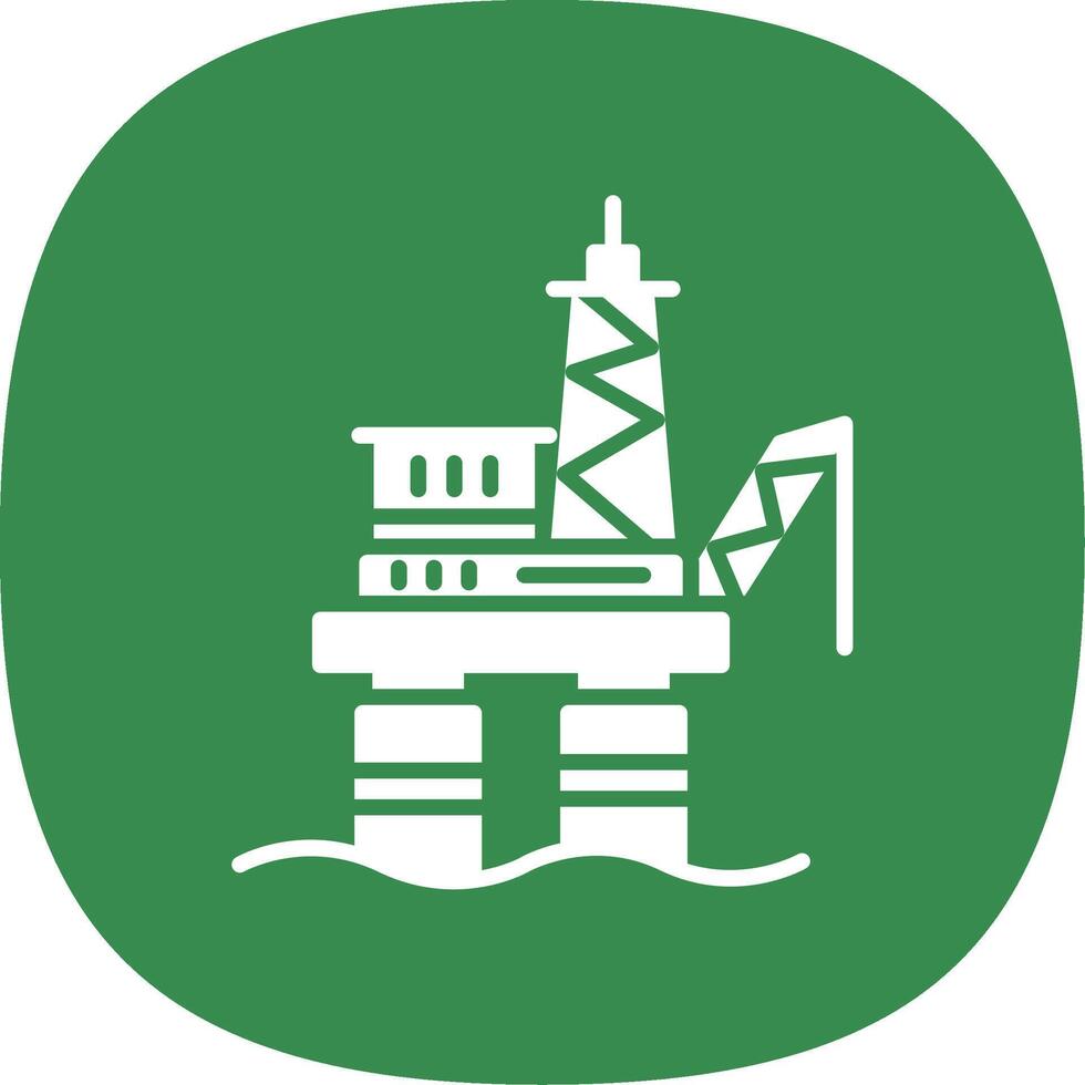 Drilling Rig Glyph Curve Icon Design vector
