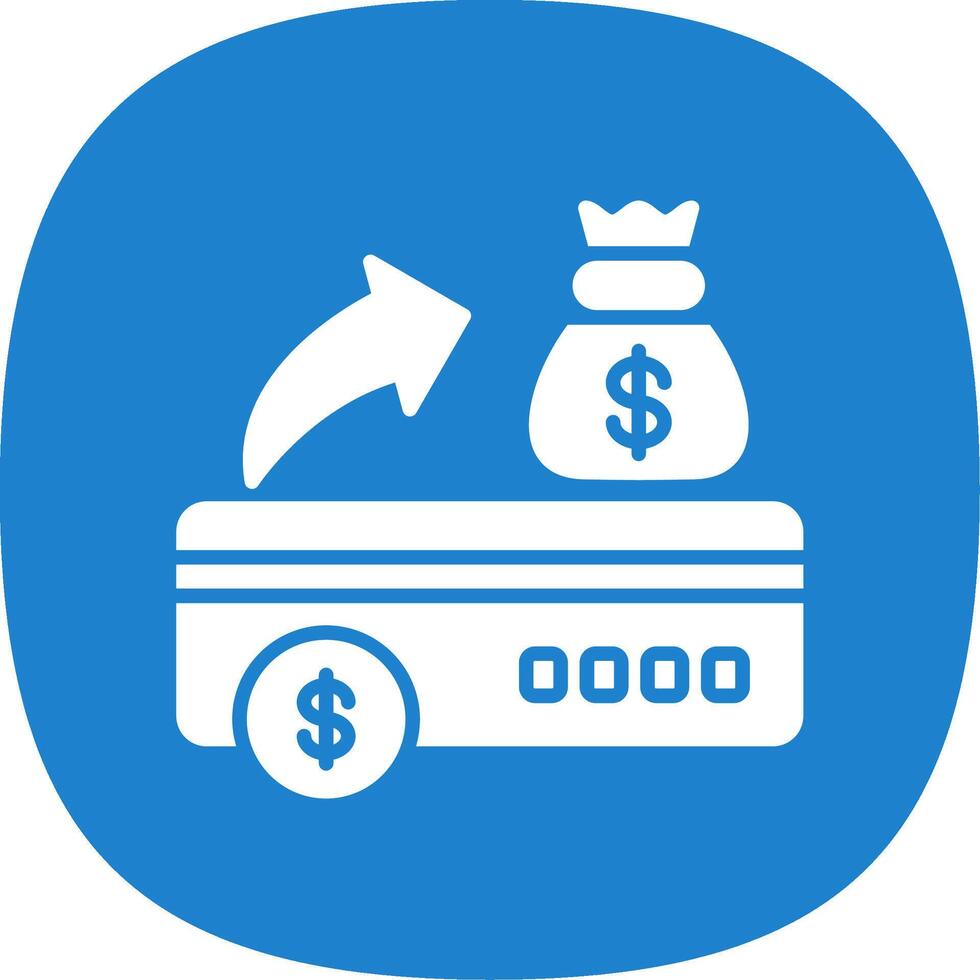 banco cheque glifo curva icono diseño vector