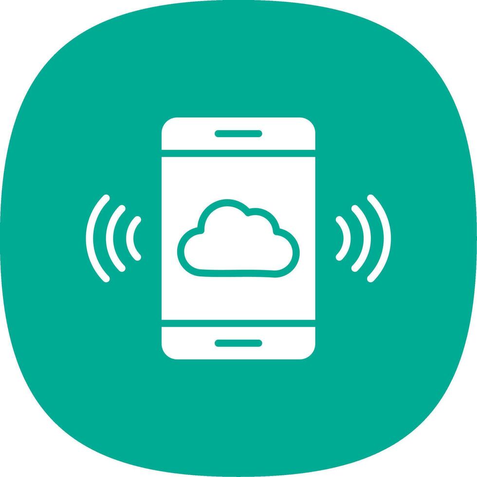 Mobile Cloud Glyph Curve Icon Design vector