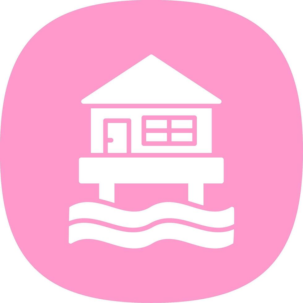 Beach Hut Glyph Curve Icon Design vector