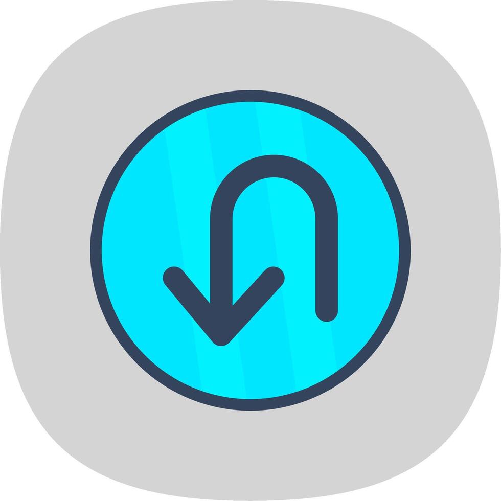 U Turn Flat Curve Icon Design vector