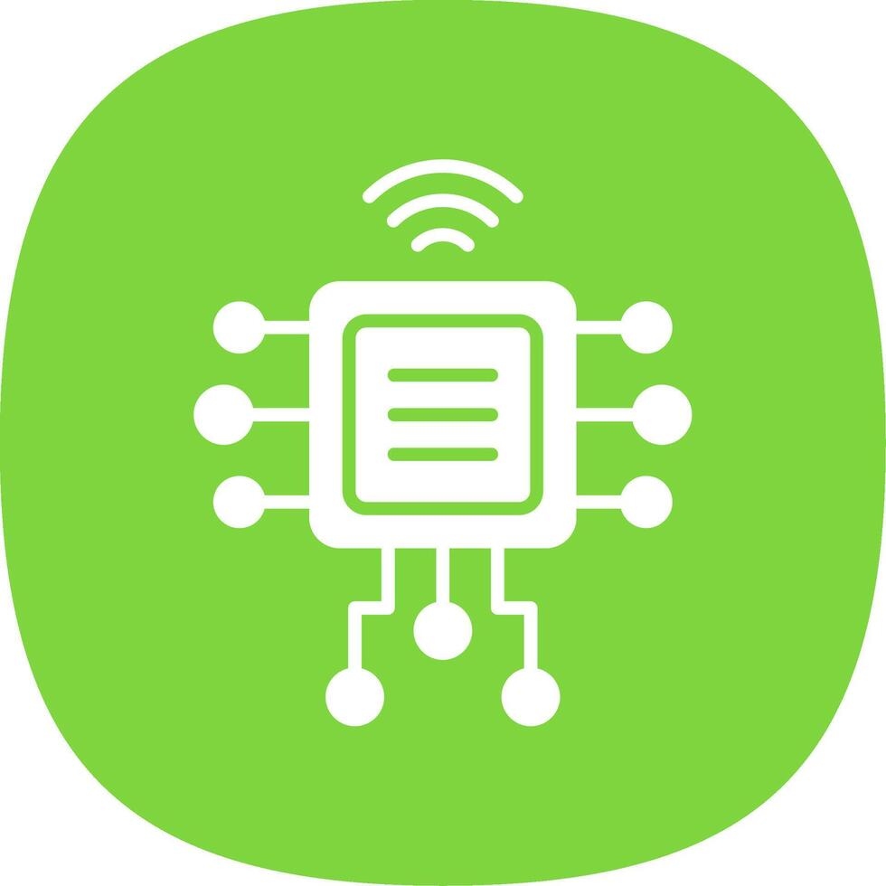 Computer Chip Glyph Curve Icon Design vector