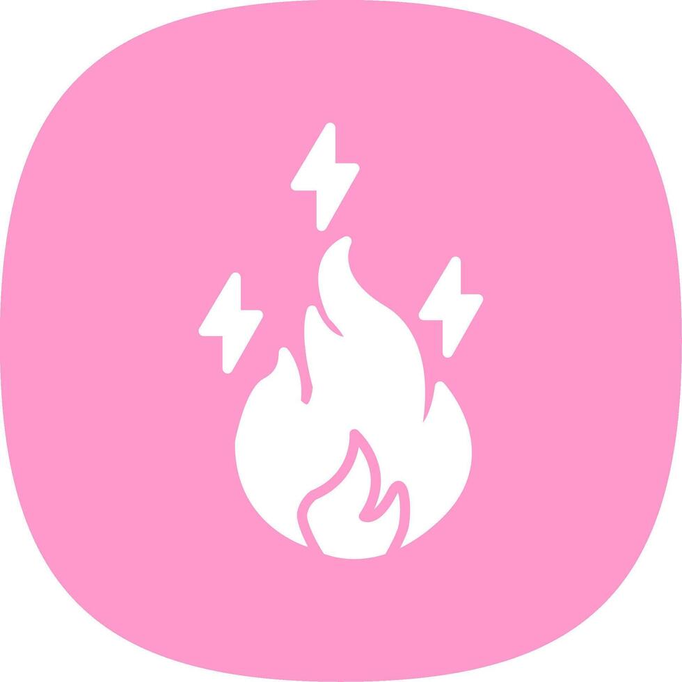 eléctrico fuego glifo curva icono diseño vector