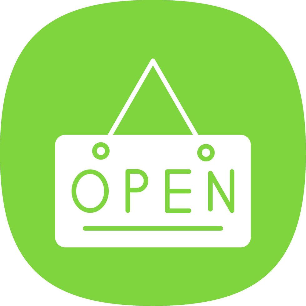 Open Sign Glyph Curve Icon Design vector