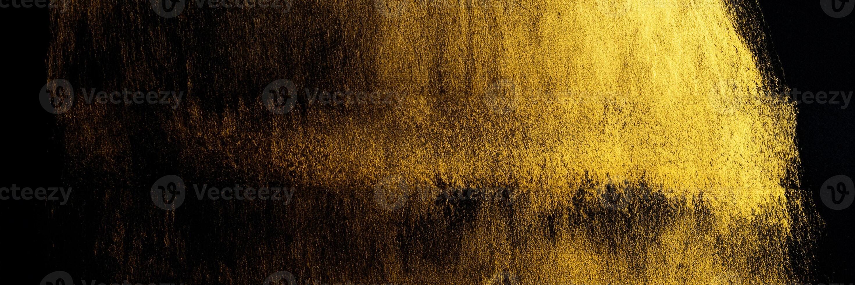 Golden Brushstroke Residue on Stylish Black Background. photo