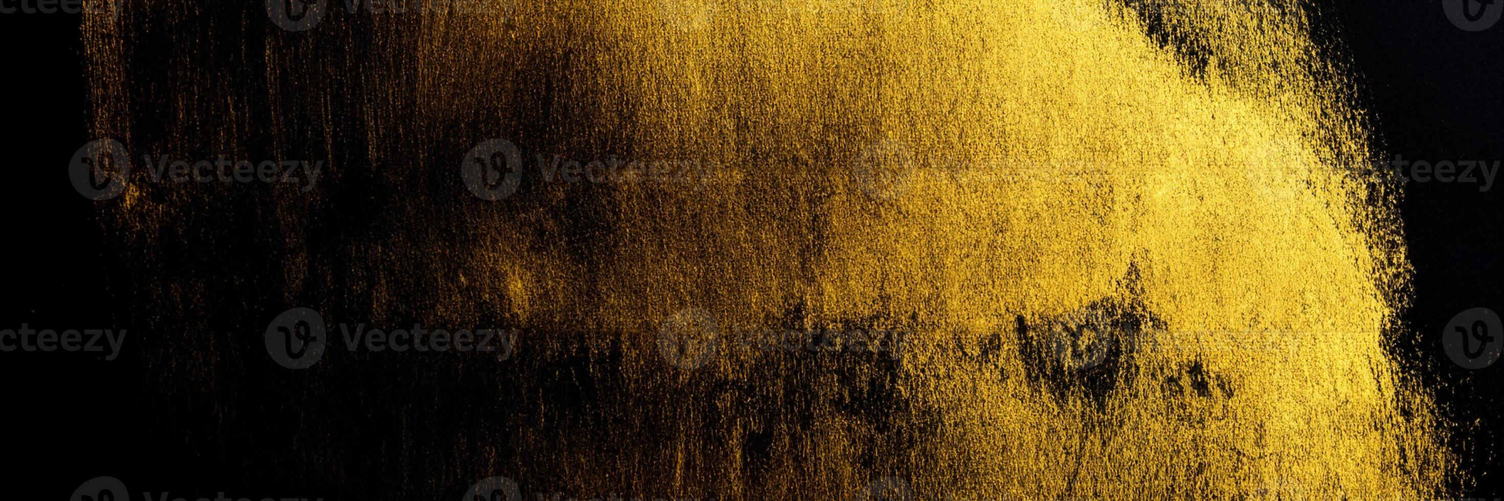 Golden Brushstroke Residue on Stylish Black Background. photo
