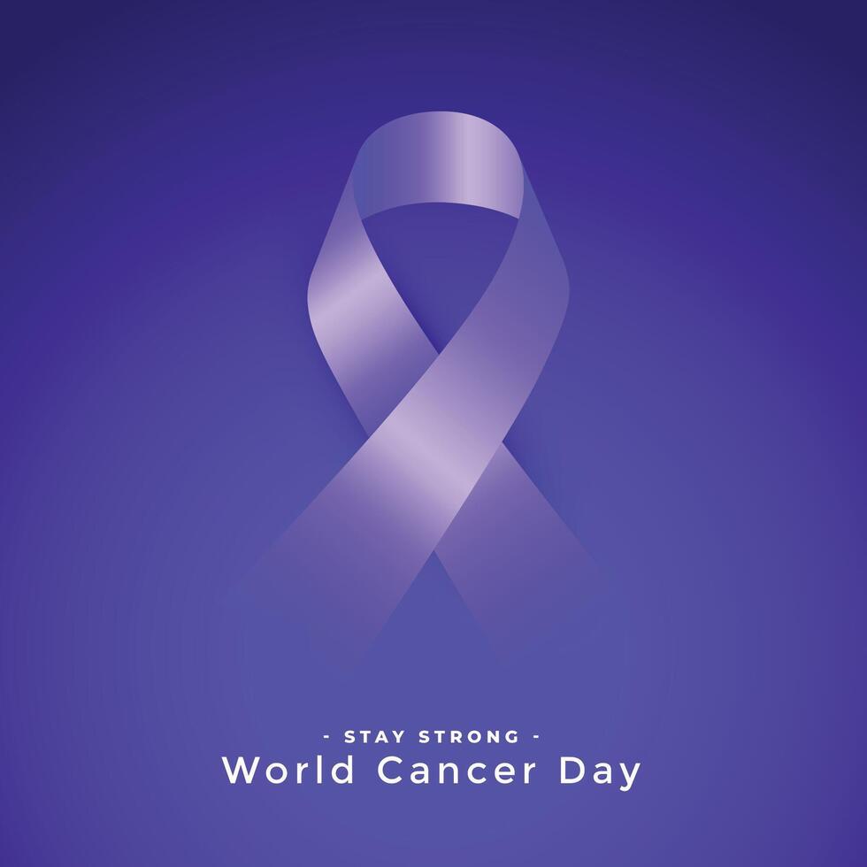 purple world cancer day awareness ribbon concept vector