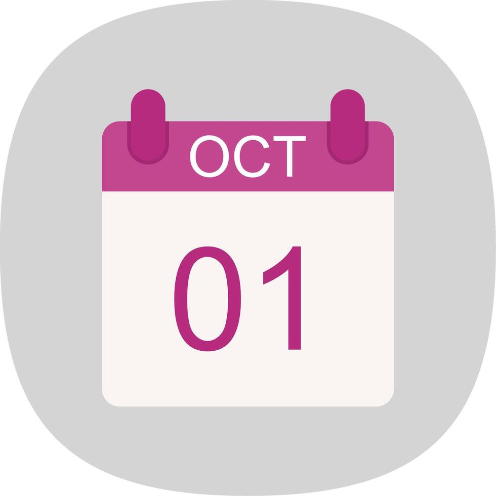October Flat Curve Icon Design vector