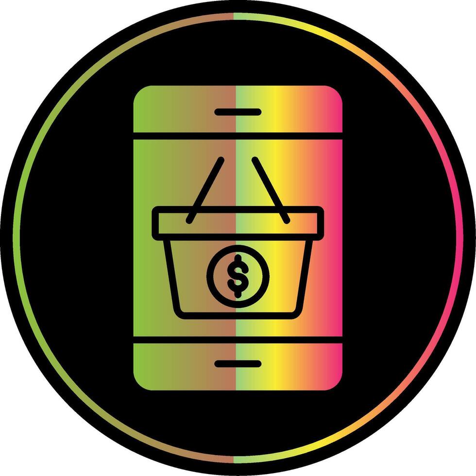 Mobile Shopping Glyph Due Color Icon Design vector