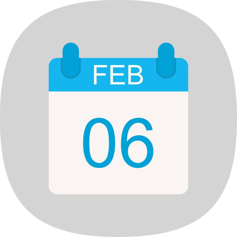 February Flat Curve Icon Design vector