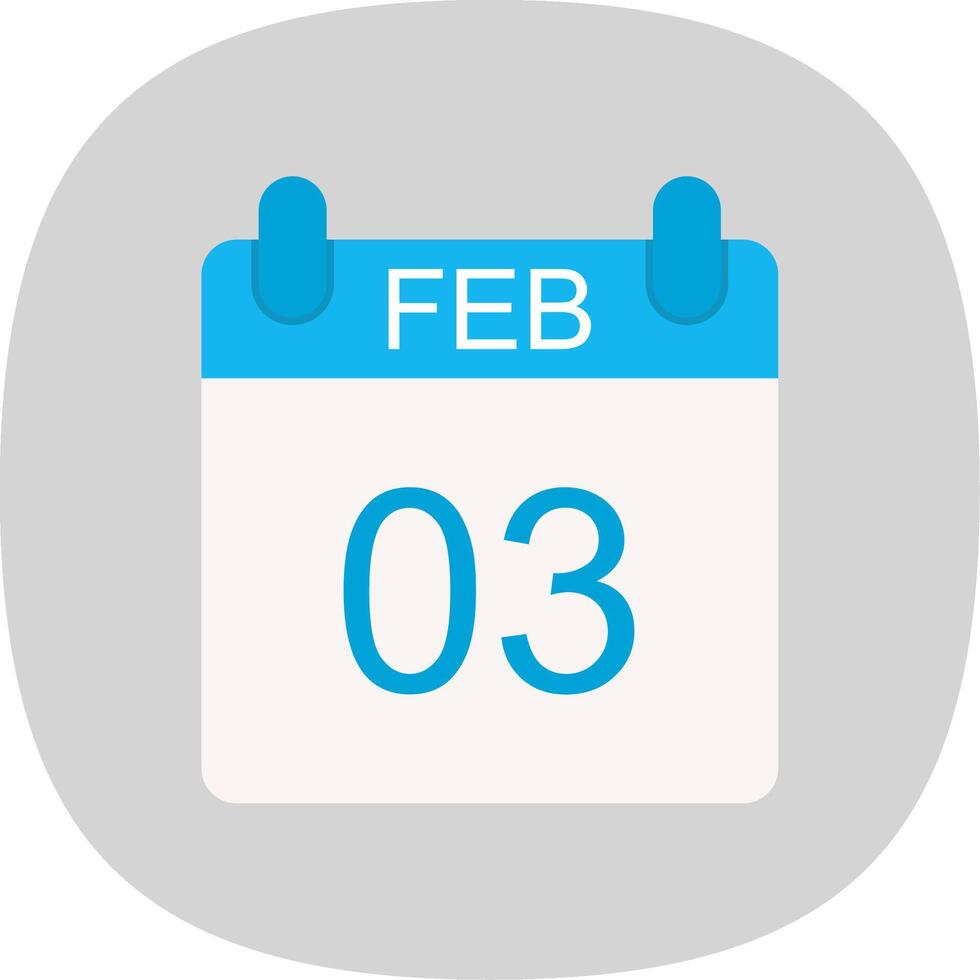 February Flat Curve Icon Design vector