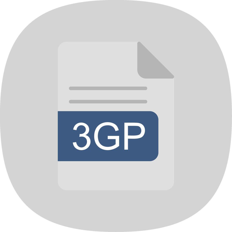 3gp archivo formato plano curva icono diseño vector