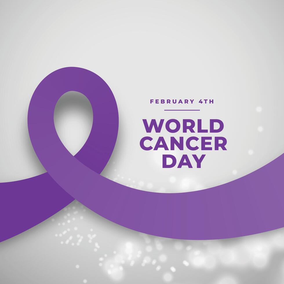 purple ribbon concept for world cancer day design vector