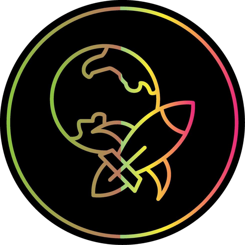 Rocket Ship Line Gradient Due Color Icon Design vector